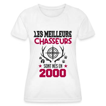Anniversaire chasseur Née en 2000 - T-shirt sport Femme - blanc - Devant - AI Model Female 172 dark (172cm)