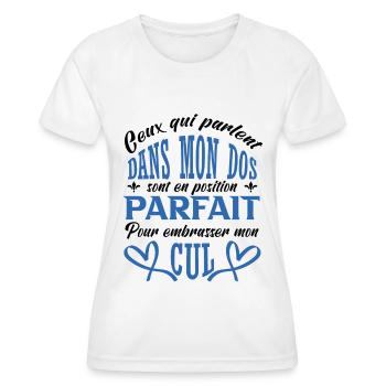 Embrasser mon cul - T-shirt sport Femme - blanc - Devant - AI Model Female 172 dark (172cm)