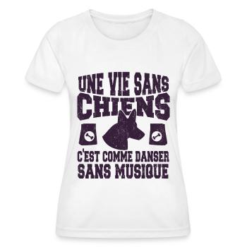 Vie Sans Chiens C'est Comme Danser Sans Musique - T-shirt sport Femme - blanc - Devant - AI Model Female 172 dark (172cm)