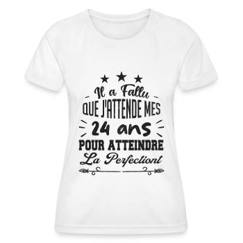 24 ans / perfection - T-shirt sport Femme - blanc - Devant - AI Model Female 172 dark (172cm)