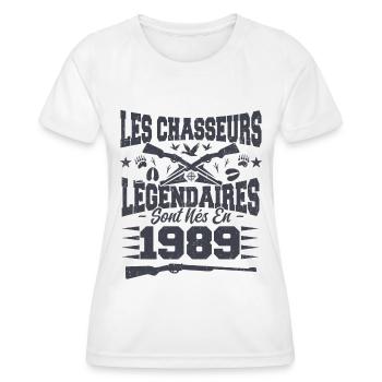Chasseur légendaire nées en 1989 anniversaire - T-shirt sport Femme - blanc - Devant - AI Model Female 172 dark (172cm)