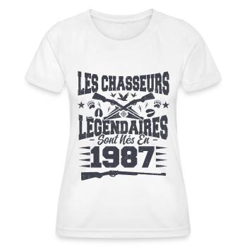 Chasseur légendaire nées en 1987 anniversaire - T-shirt sport Femme - blanc - Devant - AI Model Female 172 dark (172cm)