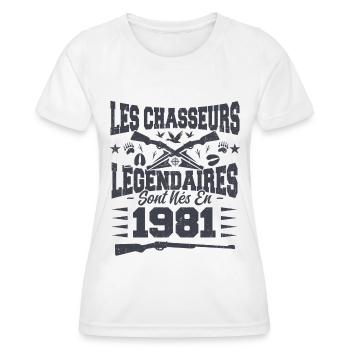 Chasseur légendaire nées en 1981 anniversaire - T-shirt sport Femme - blanc - Devant - AI Model Female 172 dark (172cm)