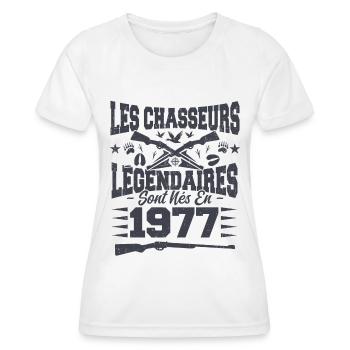 Chasseur légendaire nées en 1977 anniversaire - T-shirt sport Femme - blanc - Devant - AI Model Female 172 dark (172cm)