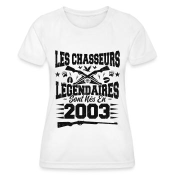 Chasseur légendaire nées en 2003 anniversaire - T-shirt sport Femme - blanc - Devant - AI Model Female 172 dark (172cm)