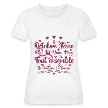 Octobre Rose , Tout Ensemble Je Soutiens La cause - T-shirt sport Femme - blanc - Devant - AI Model Female 172 dark (172cm)