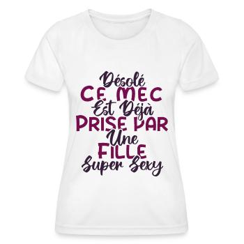 Ce mec est déjà pris par une fille super sexy - T-shirt sport Femme - blanc - Devant - AI Model Female 172 dark (172cm)