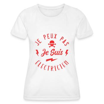 J'peux pas je suis électricien - T-shirt sport Femme - blanc - Devant - AI Model Female 172 dark (172cm)