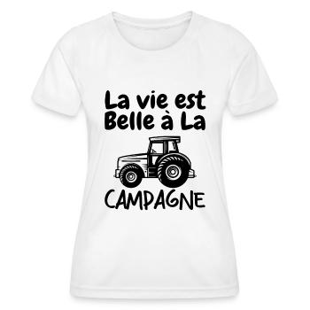 La Vie est Belle à La Campagne - T-shirt sport Femme - blanc - Devant - AI Model Female 172 dark (172cm)