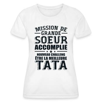 Mission De Grande Soeur Accomplie Nouveau Challeng - T-shirt sport Femme - blanc - Devant - AI Model Female 172 dark (172cm)