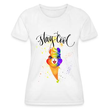 Alpaca LGBT Stay Cool Ice Cream Rainbow - Women's Functional T-Shirt - white - Front - AI Model Female 172 dark (172cm)