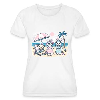 Coquette - Fête sur la plage avec les animaux - T-shirt sport Femme - blanc - Devant - AI Model Female 172 dark (172cm)