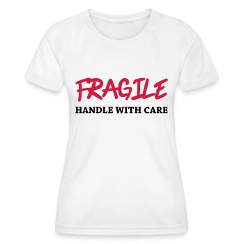 Fragile - Handle with care - Frauen Funktions-T-Shirt - Weiß - Vorne - AI Model Female 172 dark (172cm)