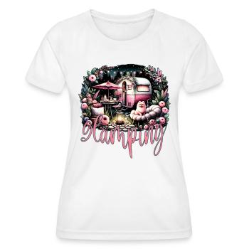 Glamping - Ein Kunstwort - Frauen Funktions-T-Shirt - Weiß - Vorne - AI Model Female 172 dark (172cm)