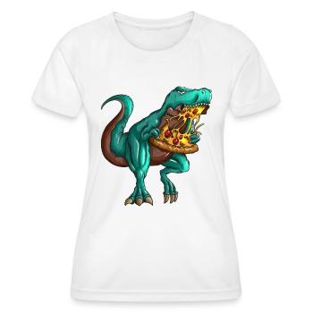 Pizza T-Rex Fastfood Fan Dinosaurier Liebhaber - Frauen Funktions-T-Shirt - Weiß - Vorne - AI Model Female 172 dark (172cm)