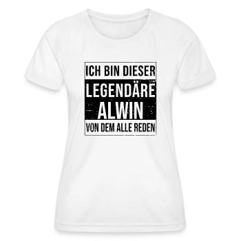 I'm this legendary for Alwin - Women's Functional T-Shirt - white - Front - AI Model Female 172 dark (172cm)