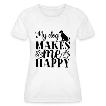 Mon chien me rend heureux - T-shirt sport Femme - blanc - Devant - AI Model Female 172 dark (172cm)