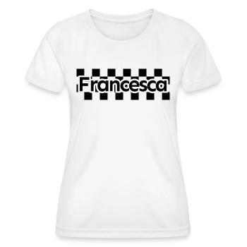 Damier Texte Prénom Femme Nom Francesca - T-shirt sport Femme - blanc - Devant - AI Model Female 172 dark (172cm)