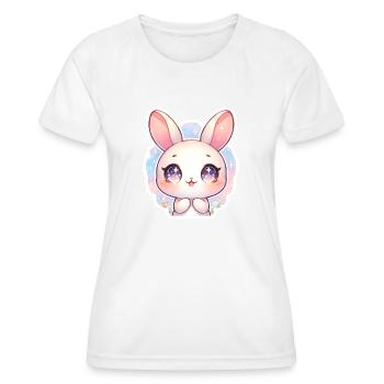 Cute Easter Bunny With Big Purple Eyes - Women's Functional T-Shirt - white - Front - AI Model Female 172 dark (172cm)