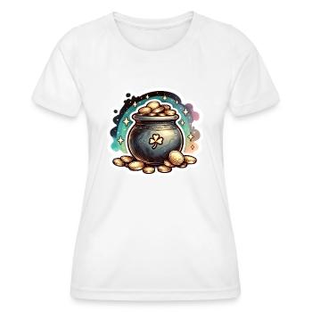 St Patrick's Day Sparkly Gold Cauldron - Women's Functional T-Shirt - white - Front - AI Model Female 172 dark (172cm)