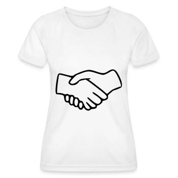 Emoji Hands Shake Sketch Black - Women's Functional T-Shirt - white - Front - AI Model Female 172 dark (172cm)