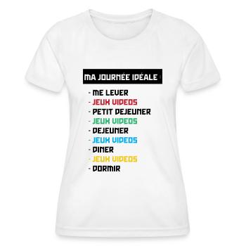 T shirt geek ma journée idéale - T-shirt sport Femme - blanc - Devant - AI Model Female 172 dark (172cm)