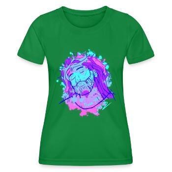 Jesus Shirt God Church Christian Catholic - Women's Functional T-Shirt - kelly green - Front - AI Model Female 172 dark (172cm)