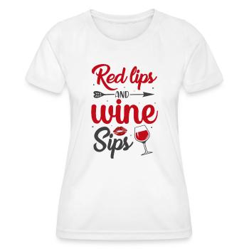 Rote Lippen und Wein - Frauen Funktions-T-Shirt - Weiß - Vorne - AI Model Female 172 dark (172cm)