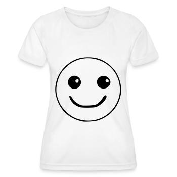 Emoji zufrieden Skizze schwarz - Frauen Funktions-T-Shirt - Weiß - Vorne - AI Model Female 172 dark (172cm)