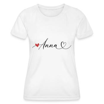 Anna Nom Prénom Calligraphie coeur - T-shirt sport Femme - blanc - Devant - AI Model Female 172 dark (172cm)