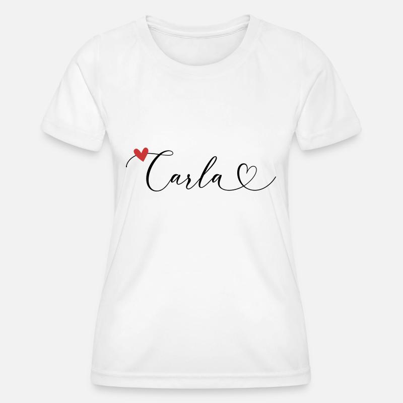 Carla Surname First name Calligraphy Heart - Women's Functional T-Shirt - white