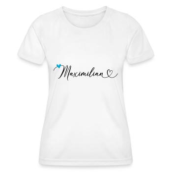 Maximilian Last name First name Calligraphy heart - Women's Functional T-Shirt - white - Front - AI Model Female 172 dark (172cm)