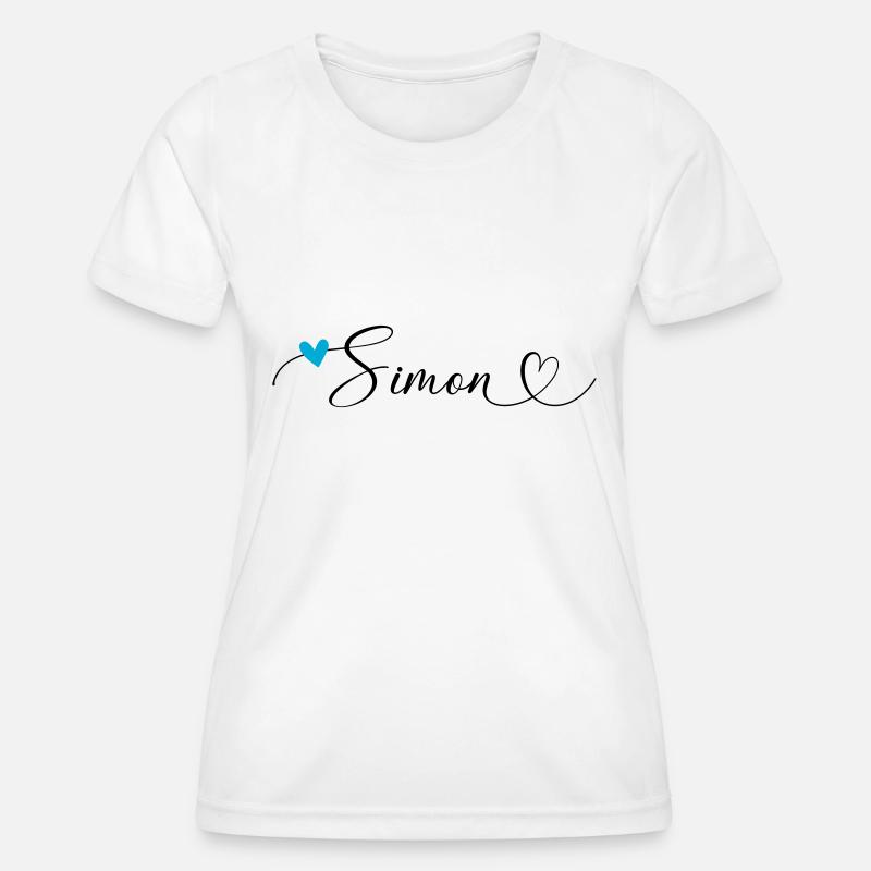 Simon Last name First name Calligraphy heart - Women's Functional T-Shirt - white