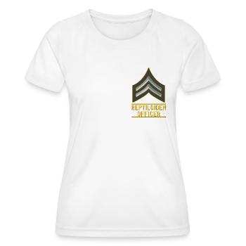 reptiloiden officer – Offizier der Echsenmenschen - Frauen Funktions-T-Shirt - Weiß - Vorne - AI Model Female 172 dark (172cm)