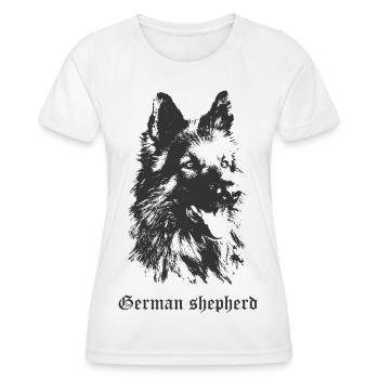 German shepherd dog - Women's Functional T-Shirt - white - Front - AI Model Female 172 dark (172cm)