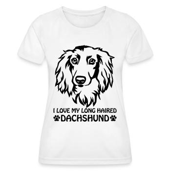 I LOVE MY LONG HAIRED DACHSHUND - Women's Functional T-Shirt - white - Front - AI Model Female 172 dark (172cm)