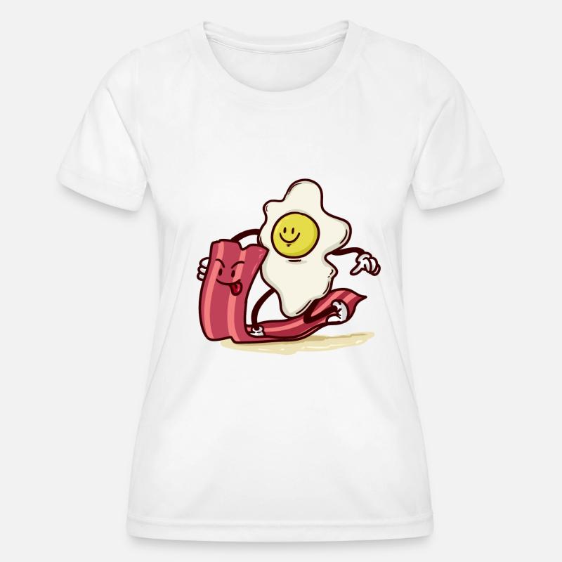 Egg rides bacon slice - Women's Functional T-Shirt - white