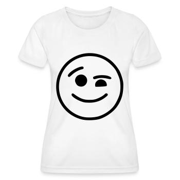 Emoji Skizze zwinkern schwarz - Frauen Funktions-T-Shirt - Weiß - Vorne - AI Model Female 172 dark (172cm)