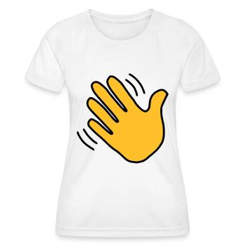 Emoji Hand winken Skizze Farbe - Frauen Funktions-T-Shirt - Weiß - Vorne - AI Model Female 172 dark (172cm)