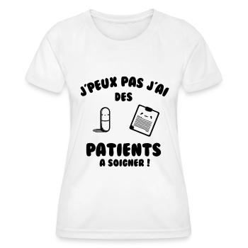 Patient a soigner - T-shirt sport Femme - blanc - Devant - AI Model Female 172 dark (172cm)