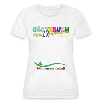 Livre d’or 19e anniversaire homme et femme - T-shirt sport Femme - blanc - Devant - AI Model Female 172 dark (172cm)