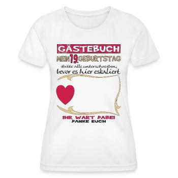 Livre d’or 19e anniversaire homme et femme - T-shirt sport Femme - blanc - Devant - AI Model Female 172 dark (172cm)