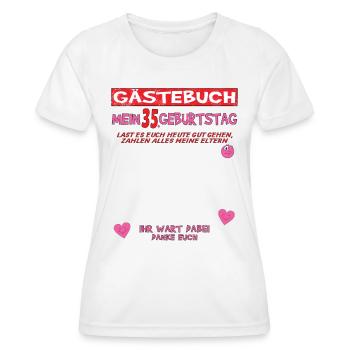 35. Geburtstag Mann und Frau Gästebuch - Frauen Funktions-T-Shirt - Weiß - Vorne - AI Model Female 172 dark (172cm)