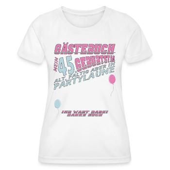 45. Geburtstag Mann und Frau Gästebuch - Frauen Funktions-T-Shirt - Weiß - Vorne - AI Model Female 172 dark (172cm)