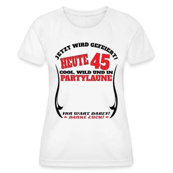 45. Geburtstag Mann und Frau Gästebuch - Frauen Funktions-T-Shirt - Weiß - Vorne - AI Model Female 172 dark (172cm)