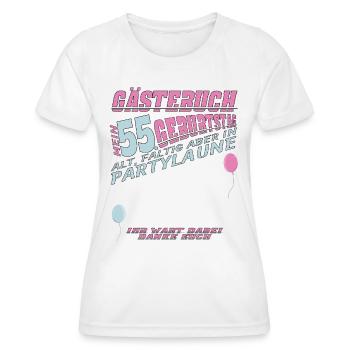 55th Birthday Man and Woman Guestbook - Women's Functional T-Shirt - white - Front - AI Model Female 172 dark (172cm)
