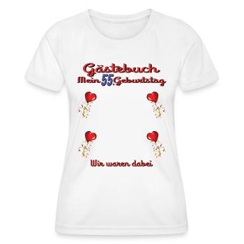 55th Birthday Man and Woman Guestbook - Women's Functional T-Shirt - white - Front - AI Model Female 172 dark (172cm)