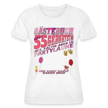 55th Birthday Man and Woman Guestbook - Women's Functional T-Shirt - white - Front - AI Model Female 172 dark (172cm)
