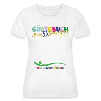 55th Birthday Man and Woman Guestbook - Women's Functional T-Shirt - white - Front - AI Model Female 172 dark (172cm)