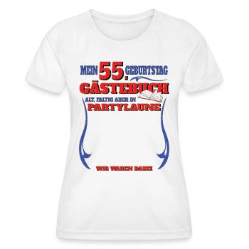 55th Birthday Man and Woman Guestbook - Women's Functional T-Shirt - white - Front - AI Model Female 172 dark (172cm)